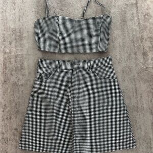 Brandy Melville Monochrome Checkered Skirt Set